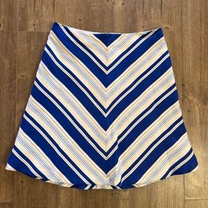 Banana Republic Mini Skirt Womens 10 Blue White Chevron Stripe A-Line Nautical